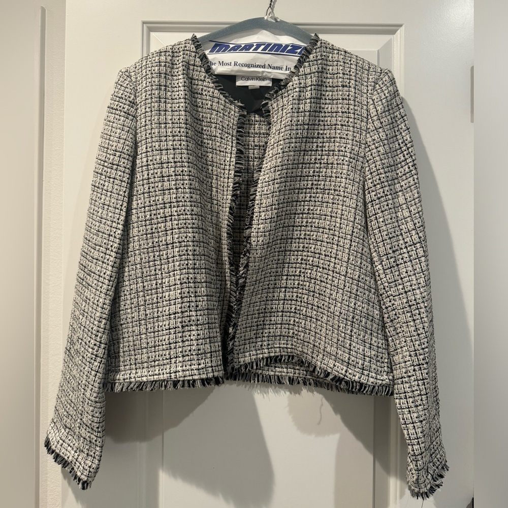 Calvin Klein Fringe Shoulder Pad Blazer